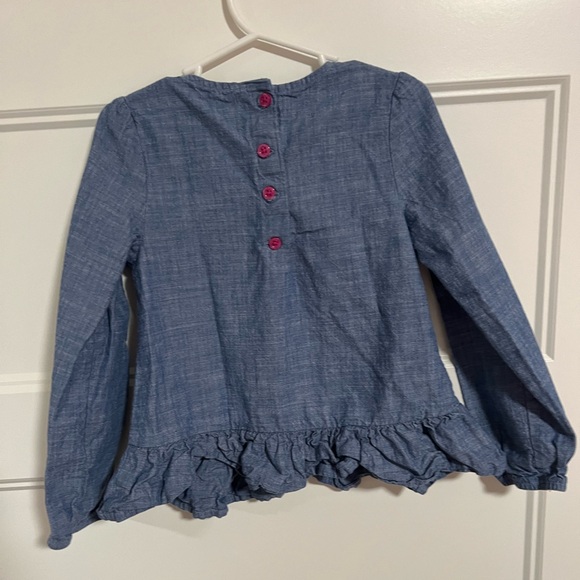 Gymboree denim top with embroidered owls, button back, size 6 - Picture 2 of 3